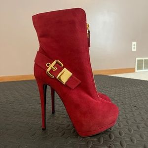 Giuseppe zanotti Red Suede front zip boot fur lined